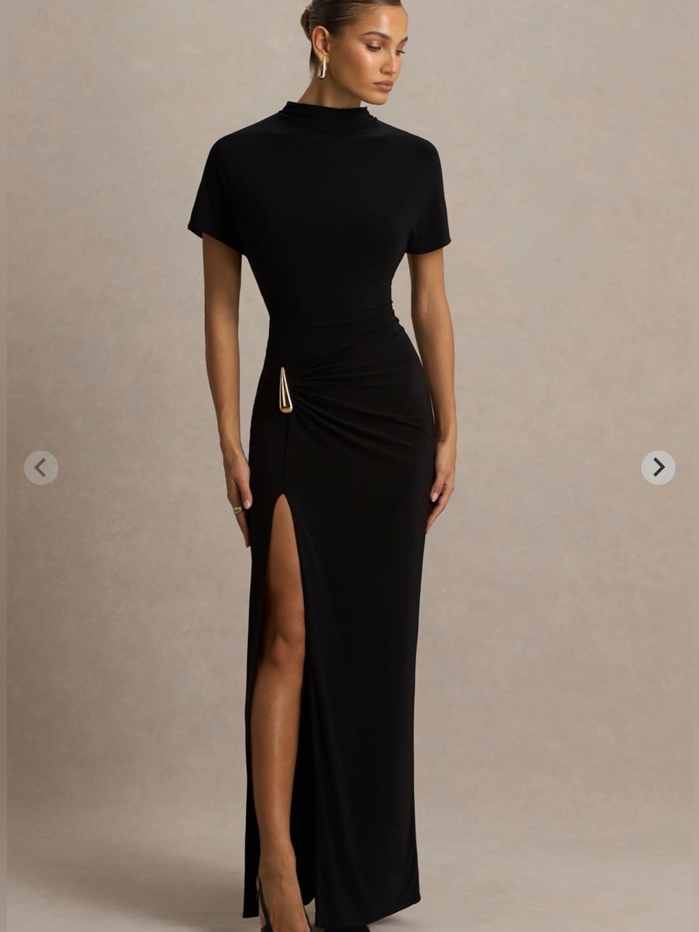 Club L London ARLENA Black High-Neck Wrapped Maxi Dress